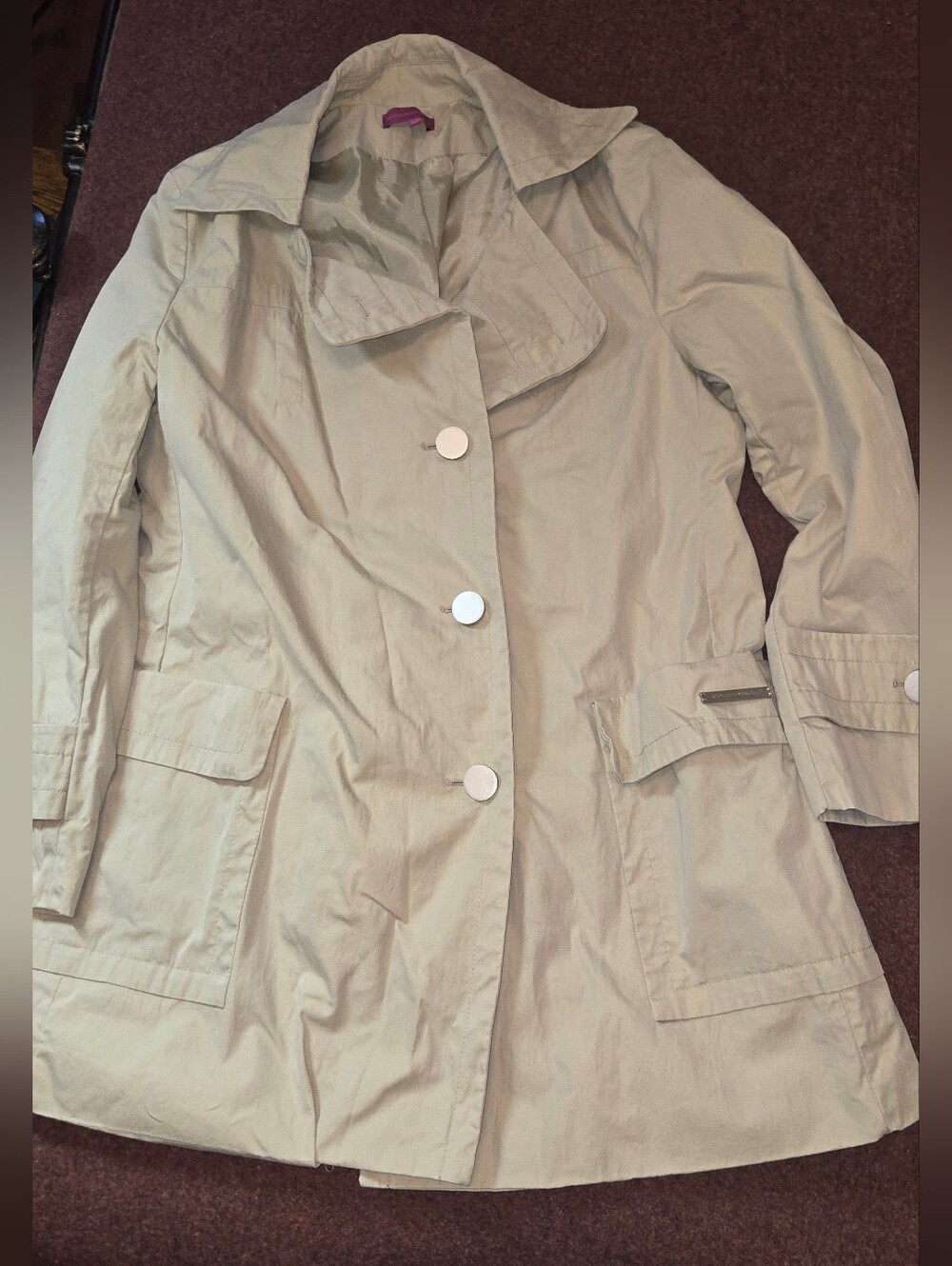 Aldofo Dominquez Mid Length Trench Coat Beige Size Medium - Picture 1 of 10